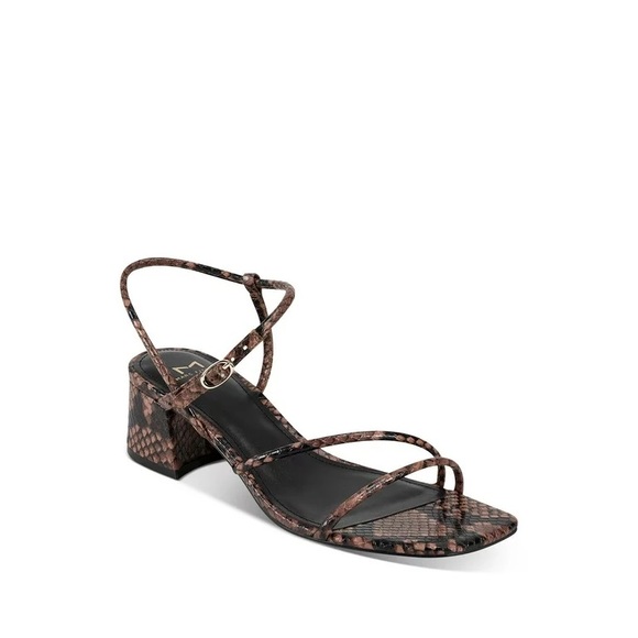 MARC FISHER Womens Brown Snakeskin Ankle Strap Buckle Leather Slingback Sandal - Picture 2 of 12